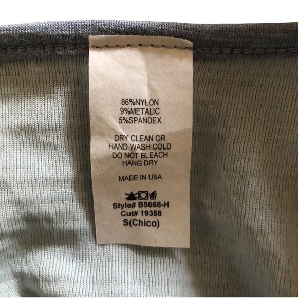 Unbranded NWOT Ruffle Sleeve Babydoll Light Blue Sequin Ivory Denim Blue Top SM - Picture 7 of 11